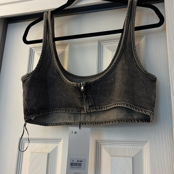 NWT Zara Charcoal Denim bralette Top!! - Picture 2 of 6
